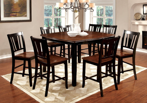 Furniture Of America Dover Black/Cherry Transitional 7-Piece Counter Height Dining Table Set Model CM3326BC-PT-7PC - MONAVILLA