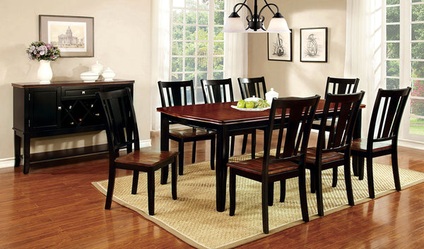 Furniture Of America Dover Black/Cherry Transitional 9-Piece Dining Table Set Model CM3326BC-T-9PC - MONAVILLA