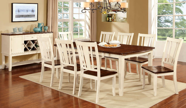 Furniture Of America Dover Vintage White/Cherry Transitional 7-Piece Dining Table Set Model CM3326WC-T-7PC - MONAVILLA