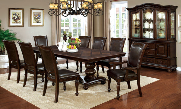 Furniture Of America Alpena Brown Cherry Transitional 9-Piece Dining Table Set (2 Arm Chair + 6 Side Chair) Model CM3350T-9PC - MONAVILLA