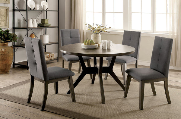 Furniture Of America Abelone Gray Rustic 5-Piece Round Dining Table Set Model CM3354GY-RT-5PC - MONAVILLA