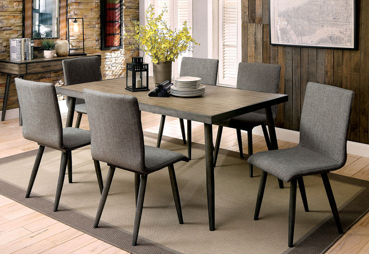 Furniture Of America Vilhelm Gray Mid-Century Modern 7-Piece Dining Table Set Model CM3360T-7PC - MONAVILLA