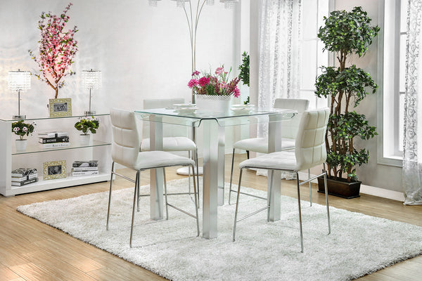 Furniture Of America Richfield Silver/Chrome Contemporary 5-Piece Dining Table Set Model CM3362PT-5PC - MONAVILLA