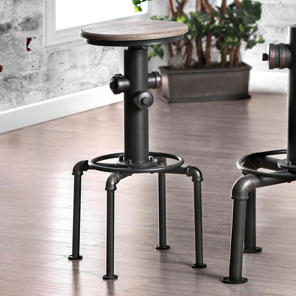 Furniture Of America Foskey Antique Black/Natural Tone Industrial Bar Stool (2 In Box) Model CM3367BC-2PK - MONAVILLA