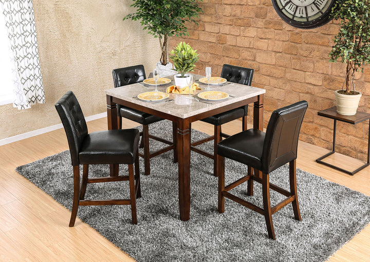 Furniture Of America Marstone Brown Cherry,Black Transitional 5-Piece Dining Table Set Model CM3368PT-5PC - MONAVILLA