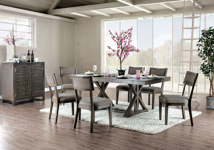 Furniture Of America Leeds Gray Rustic 7-Piece Dining Table Set Model CM3387T-7PC - MONAVILLA