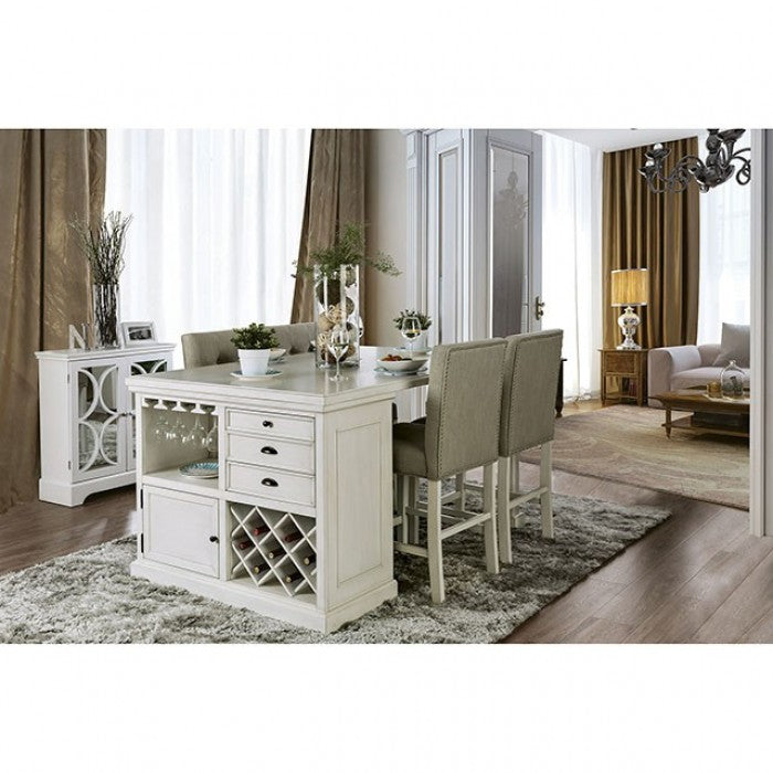 Furniture Of America Sutton Antique White Transitional Counter Height Table Model CM3390PT-TABLE - MONAVILLA