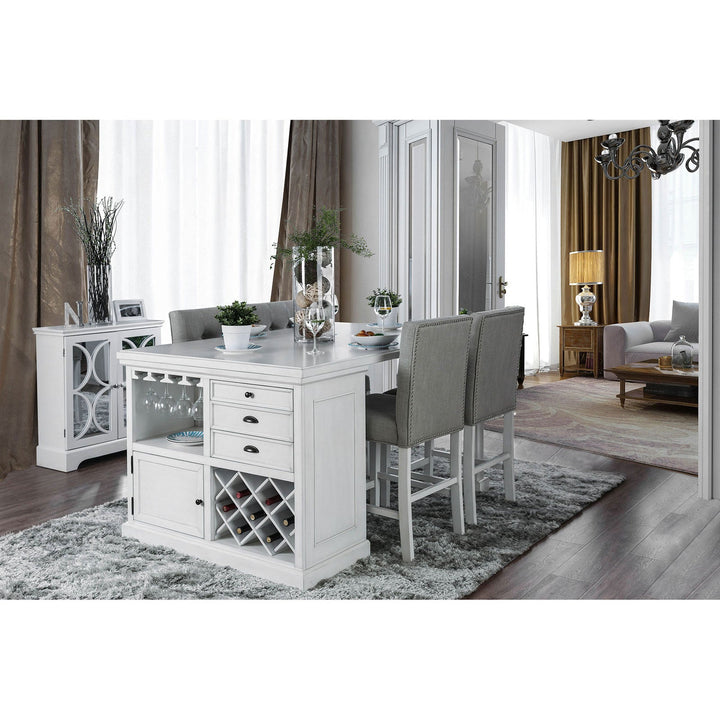 Furniture Of America Sutton Antique White Transitional 5-Piece Dining Table Set Model CM3390PT-5PC - MONAVILLA