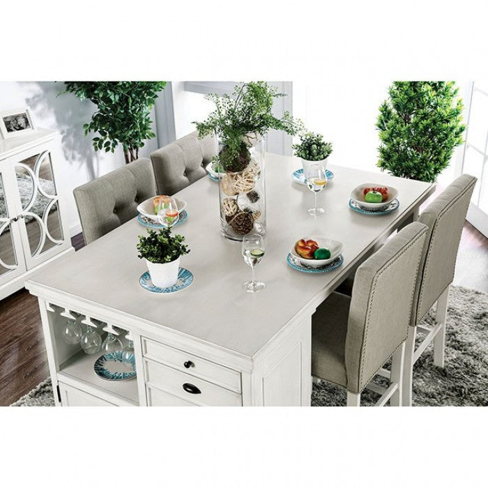 Furniture Of America Sutton Antique White Transitional Counter Height Table Model CM3390PT-TABLE - MONAVILLA