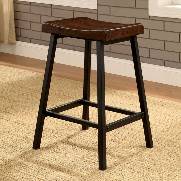 Furniture Of America Lainey Medium Weathered Oak/Black Industrial Counter Height Stool (2 In Box) Model CM3415PC-2PK - MONAVILLA