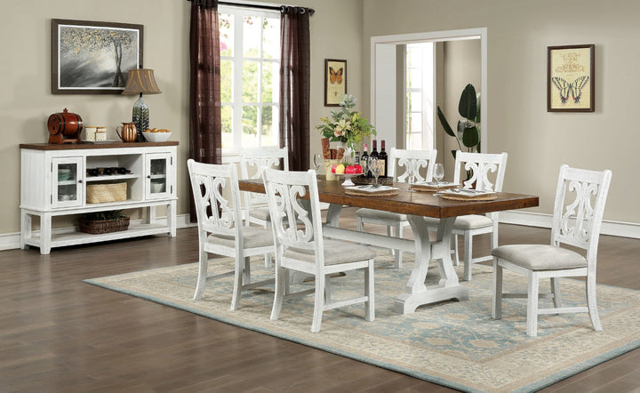 Furniture Of America Auletta Distressed White/Distressed Dark Oak Rustic Dining Table Model CM3417T-TABLE - MONAVILLA