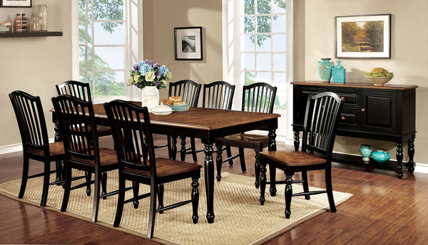 Furniture Of America Mayville Black/Antique Oak Transitional 7-Piece Dining Table Set Model CM3431T-7PC - MONAVILLA