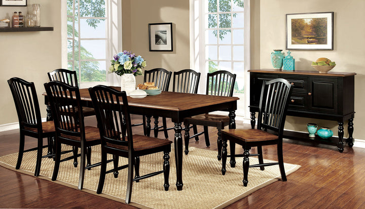 Furniture Of America Mayville Black/Antique Oak Transitional 9-Piece Dining Table Set Model CM3431T-9PC - MONAVILLA