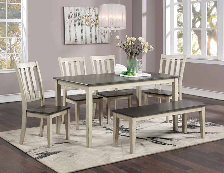 Furniture Of America Frances Antique White/Gray Rustic 6-Piece Dining Table Set Model CM3478WH-T-6PC - MONAVILLA