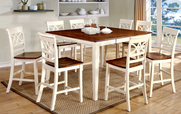 Furniture Of America Torrington Vintage White/Cherry Transitional 7-Piece Counter Height Dining Table Set Model CM3552WC-PT-7PC - MONAVILLA