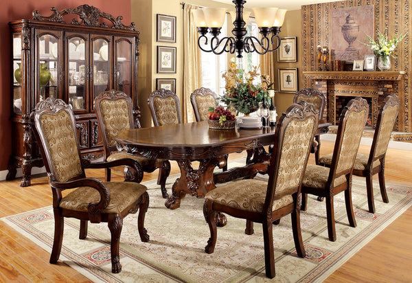 Furniture Of America Medieve Cherry Traditional 9-Piece Dining Table Set (2 Arm Chair + 6 Side Chair) Model CM3557CH-T-9PC - MONAVILLA