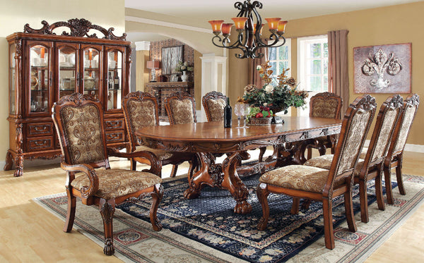 Furniture Of America Medieve Antique Oak Traditional 9-Piece Dining Table Set (2 Arm Chair + 6 Side Chair) Model CM3557T-9PC - MONAVILLA