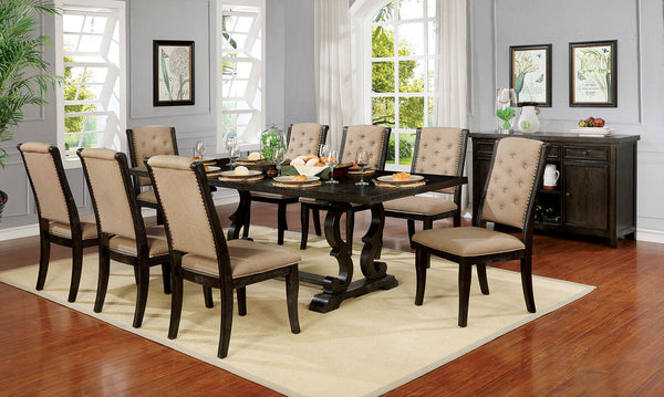 Furniture Of America Patience Dark Walnut/Beige Rustic 7-Piece Dining Table Set Model CM3577WN-T-7PC - MONAVILLA