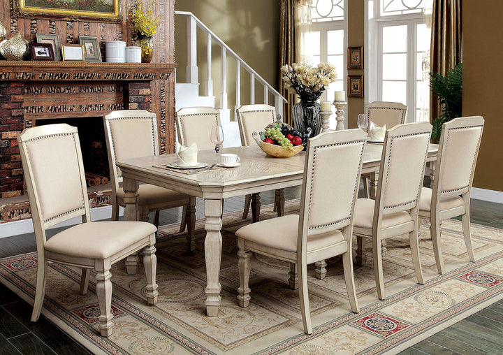 Furniture Of America Holcroft Antique White/Ivory Transitional 7-Piece Dining Table Set Model CM3600T-7PC - MONAVILLA