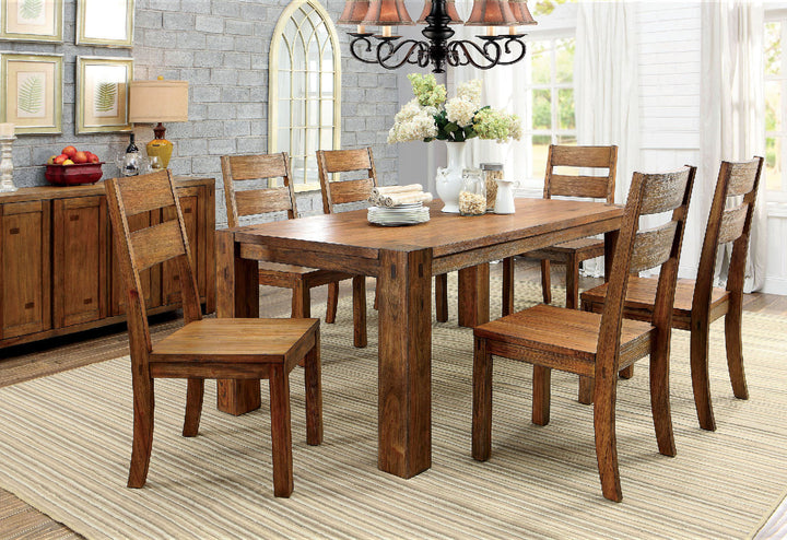 Furniture Of America Frontier Dark Oak Rustic 7-Piece Dining Table Set Model CM3603T-7PC - MONAVILLA