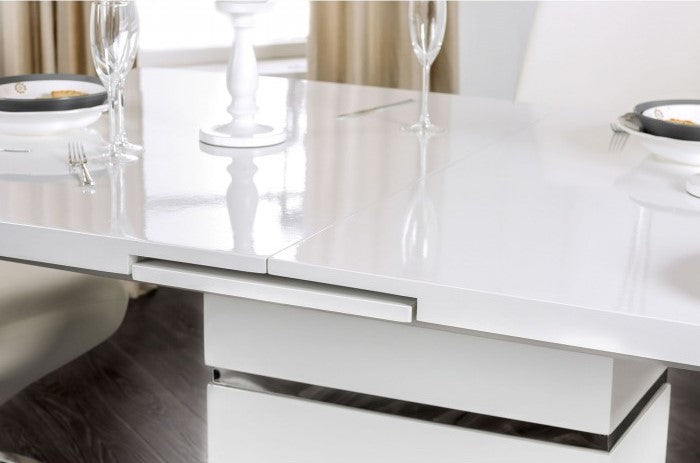 Furniture Of America Midvale White/Chrome Contemporary Dining Table Model CM3650T-TABLE - MONAVILLA