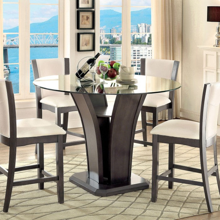 Furniture Of America Manhattan Gray Contemporary Round Counter Height Table Model CM3710GY-PT-TABLE - MONAVILLA