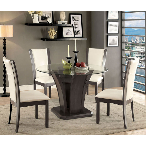 Furniture Of America Manhattan Dark Gray Contemporary 5-Piece Round Dining Table Set Model CM3710GY-RT-5PC - MONAVILLA