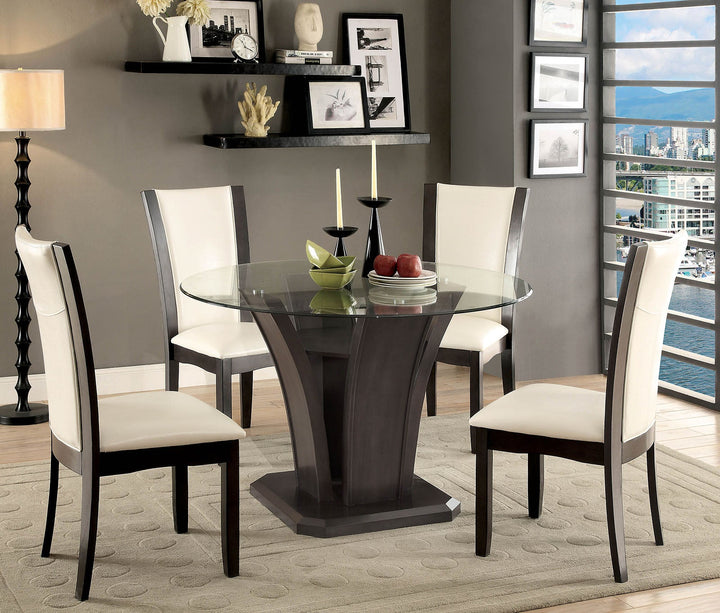 Furniture Of America Manhattan Gray Contemporary Round Dining Table Model CM3710GY-RT-TABLE - MONAVILLA