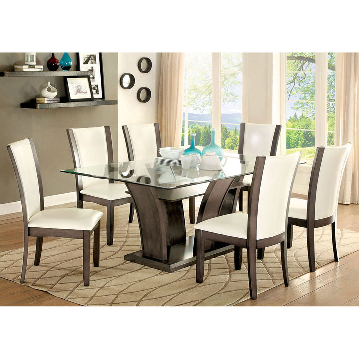 Furniture Of America Manhattan Dark Gray Contemporary 7-Piece Dining Table Set Model CM3710GY-T-7PC - MONAVILLA