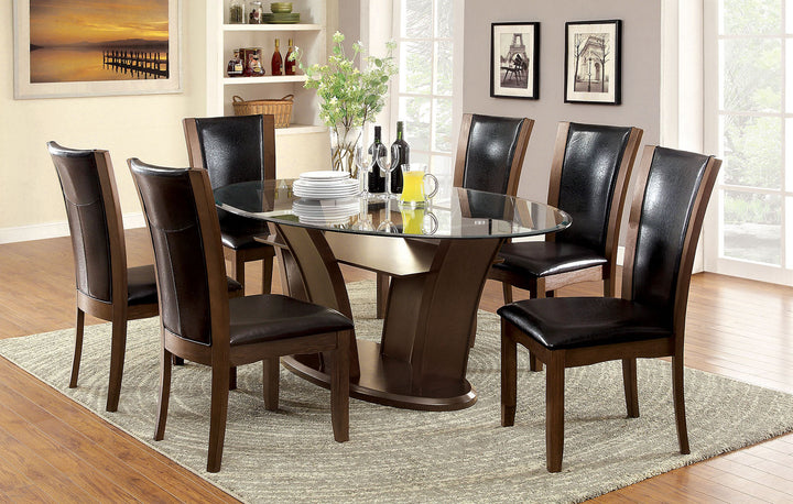 Furniture Of America Manhattan Brown Cherry Contemporary 7-Piece Oval Dining Table Set Model CM3710OT-7PC - MONAVILLA