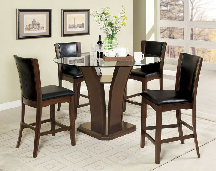 Furniture Of America Manhattan Brown Cherry Contemporary Round Counter Height Table Model CM3710PT-TABLE - MONAVILLA