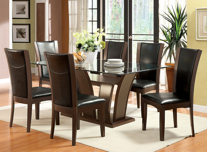 Furniture Of America Manhattan Brown Cherry Contemporary 7-Piece Dining Table Set Model CM3710T-7PC - MONAVILLA