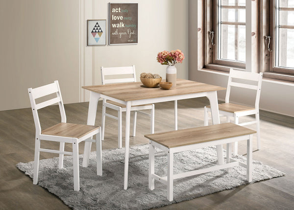 Furniture Of America Debbie Natural/White Transitional 5-Piece Dining Table Set With Bench Model CM3714NT-T-BN-5PK - MONAVILLA