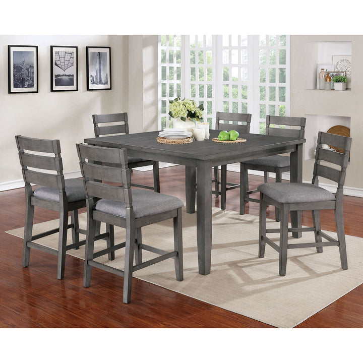 Furniture Of America Viana Gray/Light Gray Transitional 7-Piece Counter Height Dining Table Set Model CM3716PT-7PC - MONAVILLA