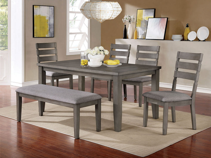 Furniture Of America Viana Gray/Light Gray Transitional 6-Piece Dining Table Set With Bench Model CM3716T-64-6PC - MONAVILLA