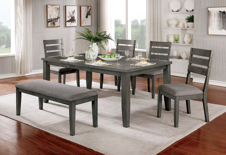 Furniture Of America Viana Gray/Light Gray Transitional 6-Piece Dining Table Set With Bench Model CM3716T-72-6PC - MONAVILLA