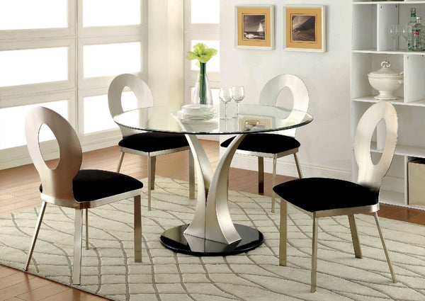 Furniture Of America Valo Silver/Black Contemporary 5-Piece Dining Table Set Model CM3727T-5PC - MONAVILLA