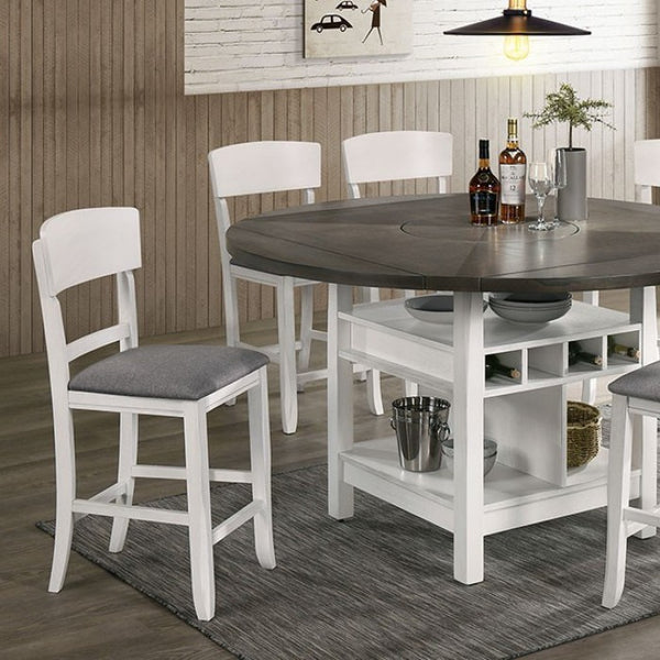 Furniture Of America Stacie White/Gray Transitional Counter Height Round Dining Table Model CM3733WG-RPT-TABLE - MONAVILLA