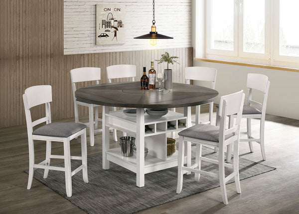 Furniture Of America Stacie White/Gray Transitional 5-Piece Dining Table Set Model CM3733WG-RPT-5PC - MONAVILLA