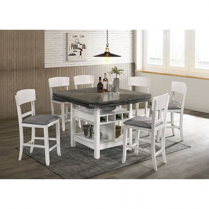 Furniture Of America Stacie White/Gray Transitional Counter Height Round Dining Table Model CM3733WG-RPT-TABLE - MONAVILLA