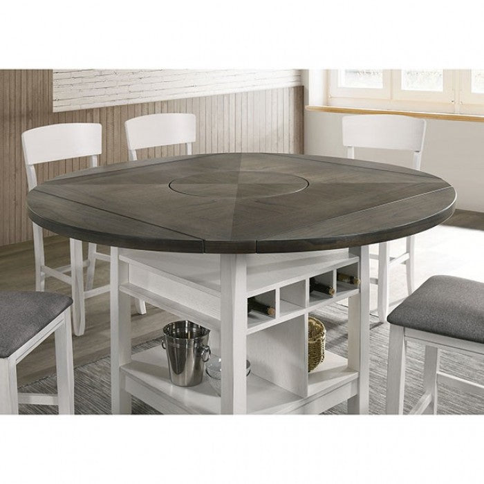 Furniture Of America Stacie White/Gray Transitional Counter Height Round Dining Table Model CM3733WG-RPT-TABLE - MONAVILLA