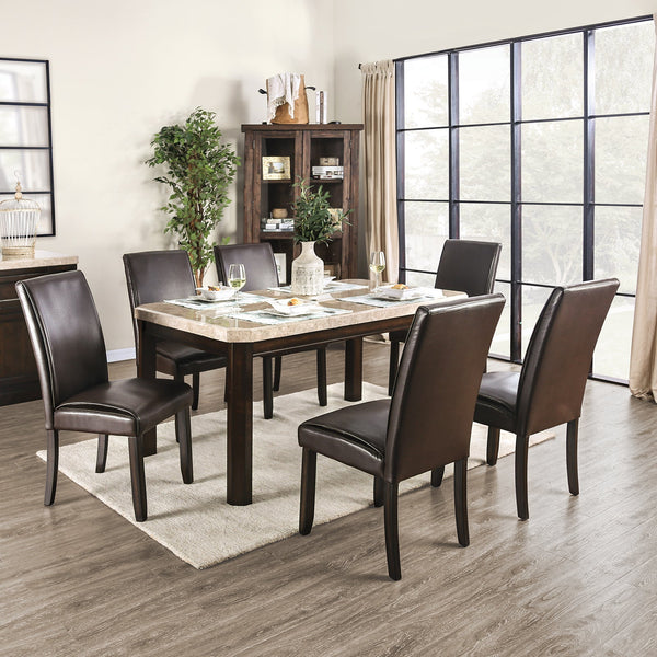 Furniture Of America Faven White/Dark Walnut Transitional 5-Piece Dining Table Set Model CM3741T-5PC - MONAVILLA