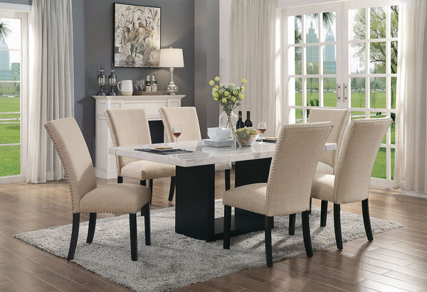 Furniture Of America Kian White/Black Contemporary 7-Piece Dining Table Set Model CM3744T-7PC-BG - MONAVILLA