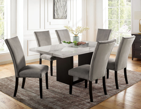 Furniture Of America Kian White/Black Contemporary 7-Piece Dining Table Set Model CM3744T-7PC-GY - MONAVILLA