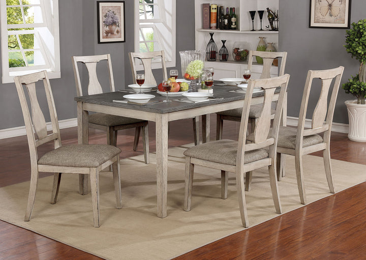 Furniture Of America Ann Antique White/Gray Rustic 7-Piece Dining Table Set Model CM3752T-7PK - MONAVILLA