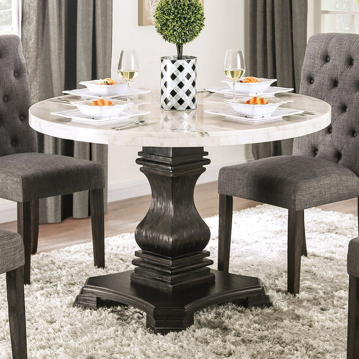 Furniture Of America Elfredo White/Antique Black Rustic Round Table Model CM3755RT-TABLE - MONAVILLA