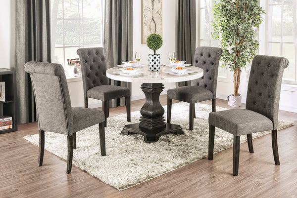 Furniture Of America Elfredo White/Antique Black Rustic 5-Piece Round Dining Table Set Model CM3755RT-5PC-GY - MONAVILLA