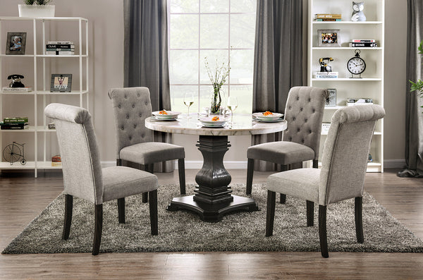 Furniture Of America Elfredo White/Antique Black Rustic 5-Piece Round Dining Table Set Model CM3755RT-5PC-LG - MONAVILLA