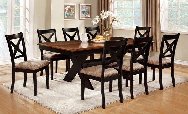 Furniture Of America Liberta Dark Oak/Black/Beige Transitional 7-Piece Dining Table Set Model CM3776T-7PC - MONAVILLA