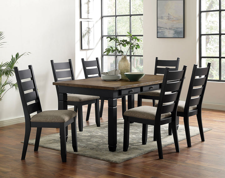 Furniture Of America Lynn Lake Black/Distressed Dark Oak Transitional 7-Piece Dining Table Set Model CM3783T-7PC - MONAVILLA